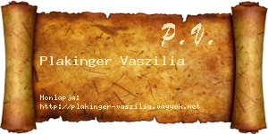 Plakinger Vaszilia névjegykártya